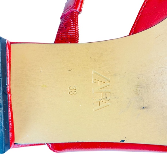 ZARA Red Flat Mules Vegan Size 38 (7.5) - Picture 7 of 9